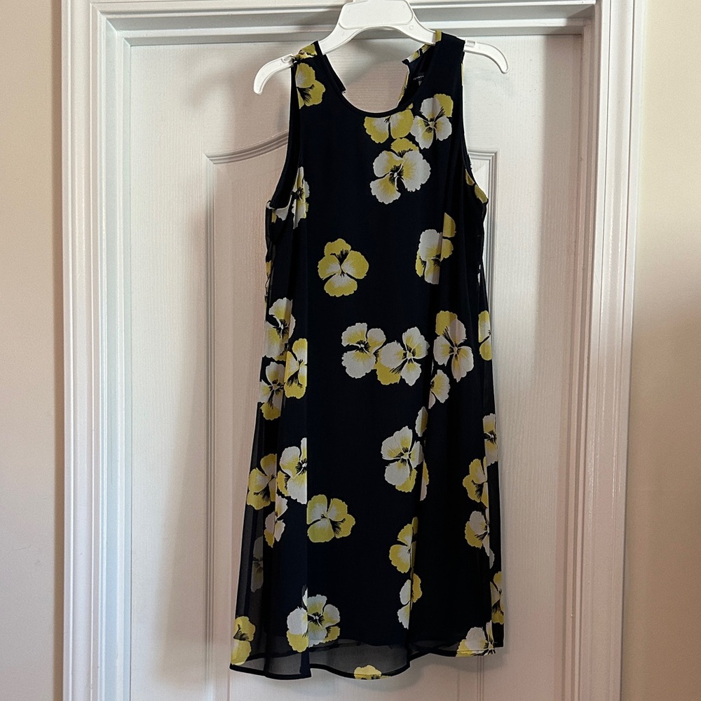 Tommy Hilfiger Black Midi Dress with Yellow & White Floral Print